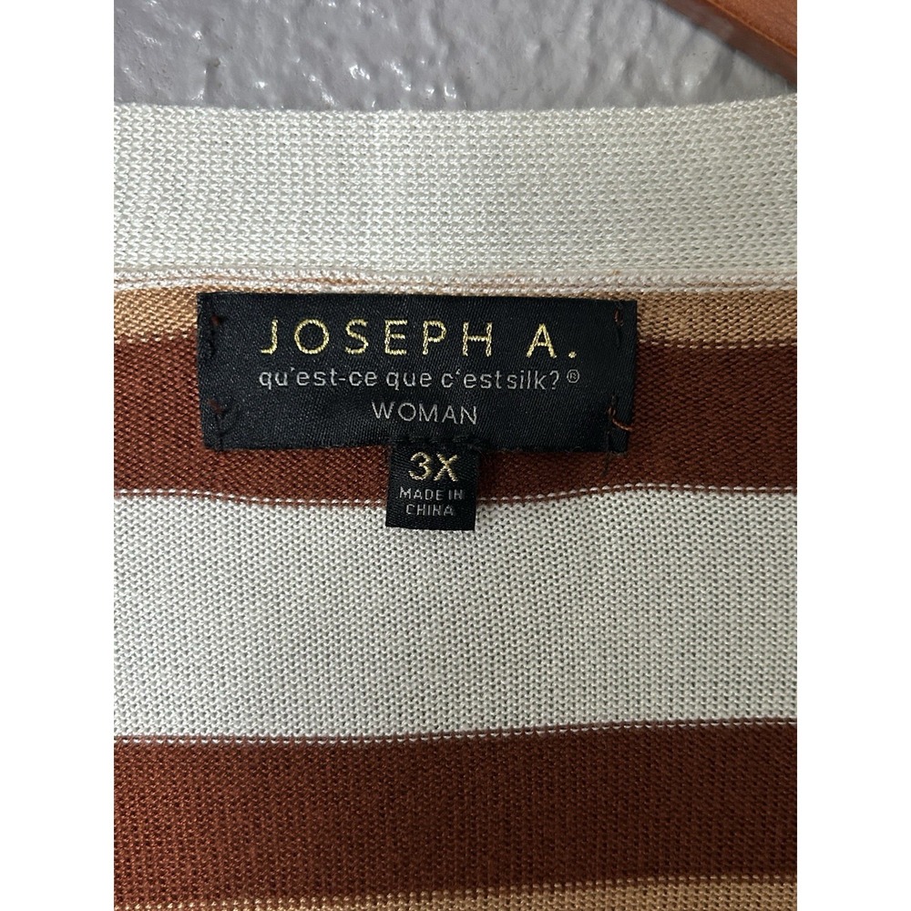 Joseph A Women's Striped Open Front Longline Cardigan Sweater w/ Pockets Size 3X - Picture 2 of 4